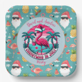 Flamingo Bird mit Hat Christmas im Juli Party Pappteller (Vorderseite)