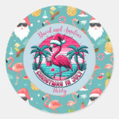 Flamingo Bird mit Hat Christmas im Juli Party Runder Aufkleber (Vorderseite)