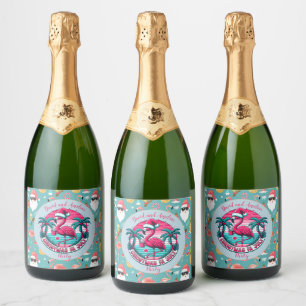 Flamingo Bird mit Hat Christmas im Juli Party Schaumweinetikett
