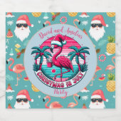 Flamingo Bird mit Hat Christmas im Juli Party Schaumweinetikett (Einzelnes Label)