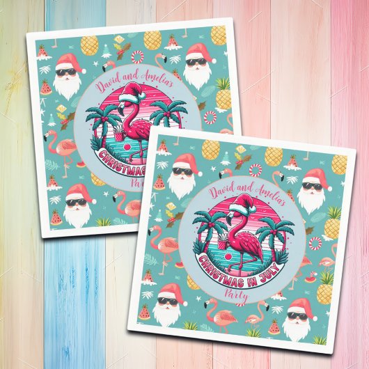 Flamingo Bird mit Hat Christmas im Juli Party Serviette