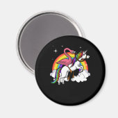 Flamingo Bird Riding Unicorn Magischer Regenbogen Magnet (Vorderseite/Rückseite)