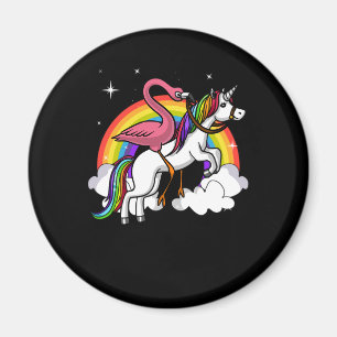 Flamingo Bird Riding Unicorn Magischer Regenbogen Magnet