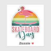 Flamingo Bird Skateboard 4" Kiss Cut Vinyl Sticker (Blatt)