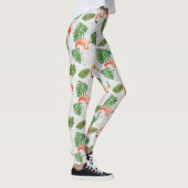 Flamingo Bird Tropical Banana Leaf Zickzack Muster Leggings (Rechts)