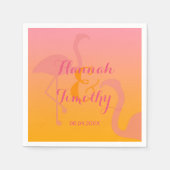 Flamingo Bird tropisch mit Namen und Datum Hochzei Serviette (Vorderseite)