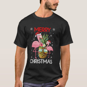 Flamingo Bird Weihnachtsananas Lights Merry Chr T-Shirt