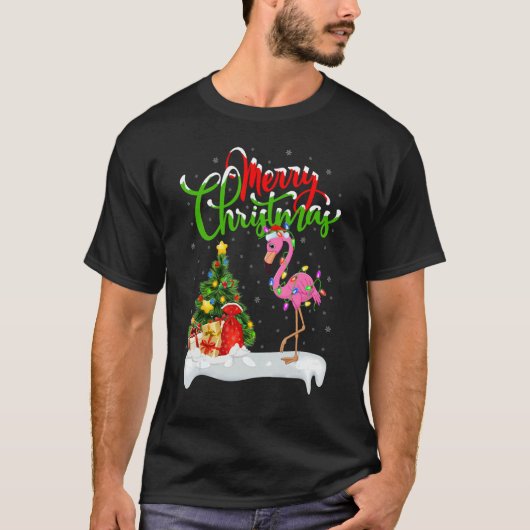 Flamingo Bird Xmas Decoration Santa Flamingo Chr T-Shirt (Vorderseite)