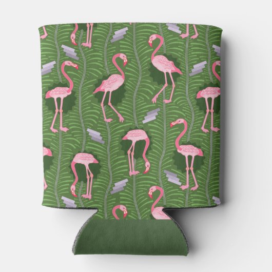Flamingo Birds 20s Deko Fern Muster Sommer Custom Dosenkühler (Rückseite)