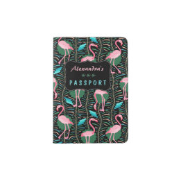 Flamingo Birds 20s Deko Ferns Muster Black Custom Passhülle