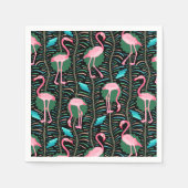 Flamingo Birds 20s Deko Ferns Pattern Black Green Serviette (Vorderseite)