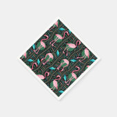 Flamingo Birds 20s Deko Ferns Pattern Black Green Serviette (Ecke)