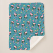 Flamingo Birds 20s Deko Ferns Pattern Pink Aquamar Sherpadecke (Vorderseite)