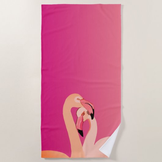 Flamingo Birds Liebe, Flamingo Art Beach Handtuch (Vorderseite)