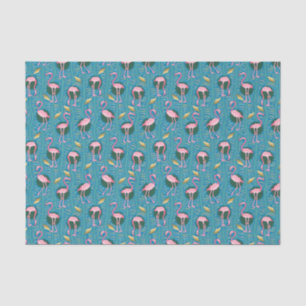 Flamingo Birds Muster 20s Deko Ferns Aquamarin Gol Seidenpapier