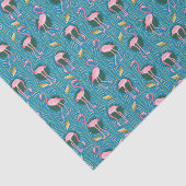 Flamingo Birds Muster 20s Deko Ferns Aquamarin Gol Seidenpapier (Ausschnitt)