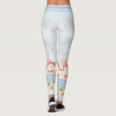 Flamingo Birds Ocean Beach Seashell Stripte Kunst Leggings (Rückseite)