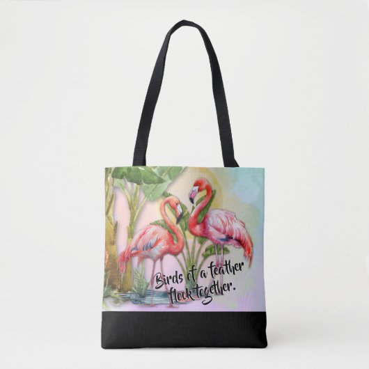 Flamingo Birds of a Feather Shoulder Tote Bag Tasche (Vorderseite)
