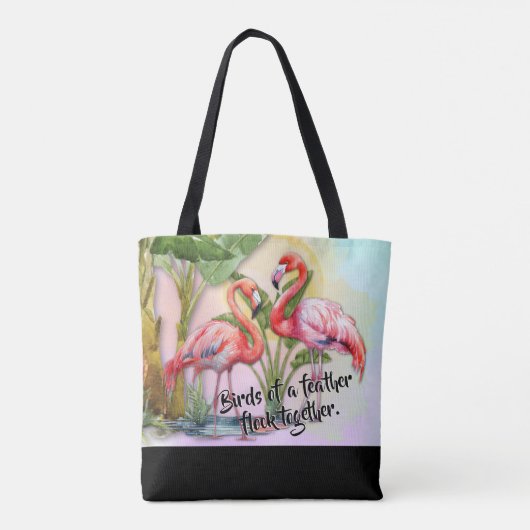 Flamingo Birds of a Feather Shoulder Tote Bag Tasche (Rückseite)