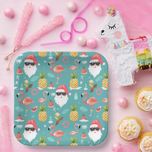 Flamingo Birds Weihnachten im Juli Party Pappteller (Party)