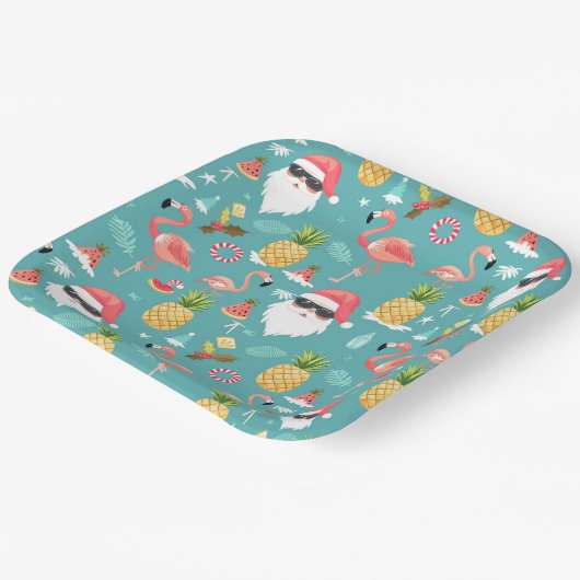 Flamingo Birds Weihnachten im Juli Party Pappteller (Gewinkelt)