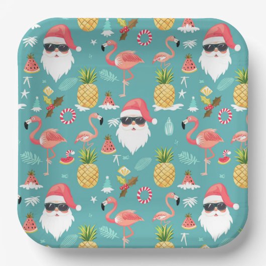 Flamingo Birds Weihnachten im Juli Party Pappteller (Vorderseite)