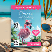 Flamingo Birthday Beach Bash Extravaganza Einladung