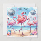 Flamingo Birthday Beach Party Einladung (Vorderseite)
