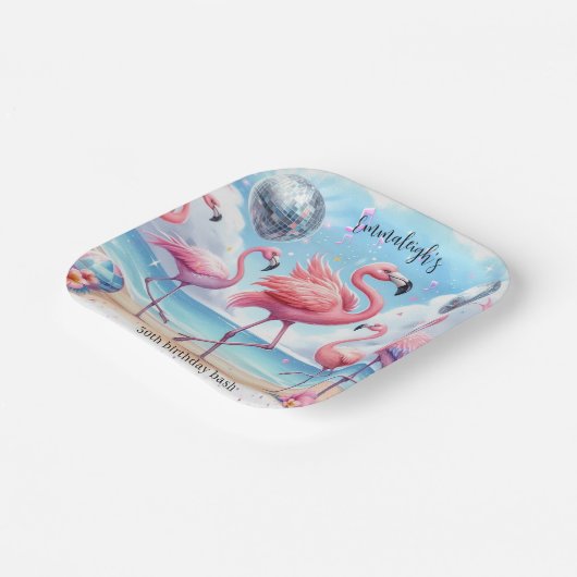 Flamingo Birthday Beach Party Pappteller (Gewinkelt)