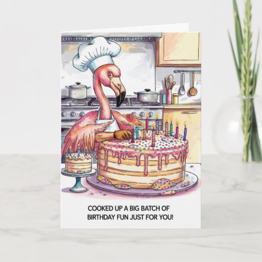 Flamingo Birthday Cake Big Batch of Fun Karte (Vorderseite)