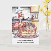 Flamingo Birthday Cake Big Batch of Fun Karte (Gelbe Blume)