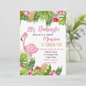 Flamingo Birthday Einladung (Stehend Vorderseite)