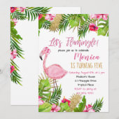 Flamingo Birthday Einladung (Vorne/Hinten)