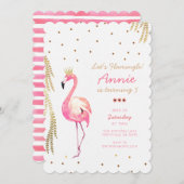 Flamingo Birthday Einladung (Vorne/Hinten)