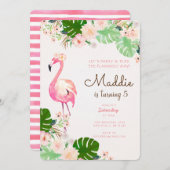 Flamingo Birthday Einladung (Vorne/Hinten)
