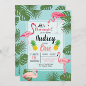 Flamingo Birthday Einladung (Vorne/Hinten)
