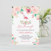 Flamingo Birthday Einladung, Flamingo Dusche Einladung (Stehend Vorderseite)