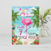 Flamingo Birthday Einladung, Flamingo Geburtstag Einladung (Stehend Vorderseite)