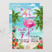 Flamingo Birthday Einladung, Flamingo Geburtstag Einladung (Vorne/Hinten)