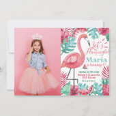 Flamingo Birthday Einladung Foto Flamingo (Vorderseite)