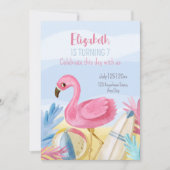 Flamingo Birthday Einladung, Pool Party Geburtstag Einladung (Vorderseite)