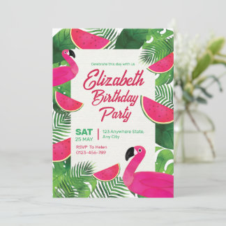 Flamingo Birthday Einladung, Pool Party Geburtstag Einladung