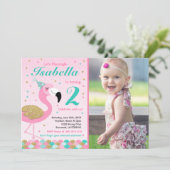 Flamingo Birthday Einladung Topical Pool Party (Stehend Vorderseite)