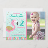 Flamingo Birthday Einladung Topical Pool Party (Vorderseite)