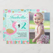 Flamingo Birthday Einladung Topical Pool Party (Vorne/Hinten)