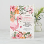 Flamingo Birthday Einladung Tropical (Stehend Vorderseite)