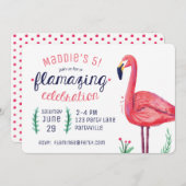 Flamingo Birthday Einladungen (Vorne/Hinten)