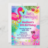 Flamingo Birthday Einladungen - Lasst uns Flamingl (Vorderseite)