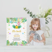 Flamingo Birthday Einladungen mit Foto (Stehend Vorderseite)