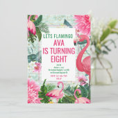 Flamingo Birthday Einladungskarte (Stehend Vorderseite)